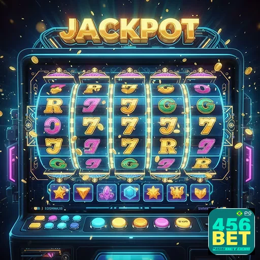 Imagem de uma máquina de caça-níqueis com o logo do 456bet, destaque para jogos de slots emocionantes.